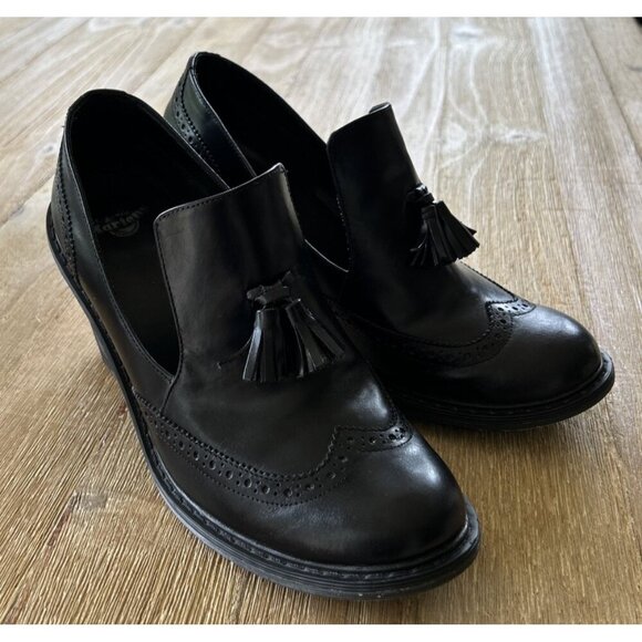 Dr. Martens Jessyca Black Slip On Tassel Heel Ankle Bootie Leather Size US 10 - Picture 1 of 6